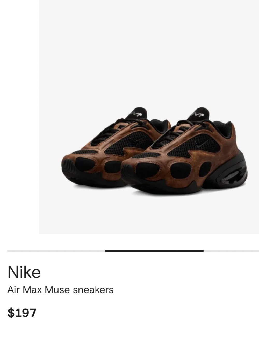Nike Air Max Muse Low-Top Sneakers in Brown and Black